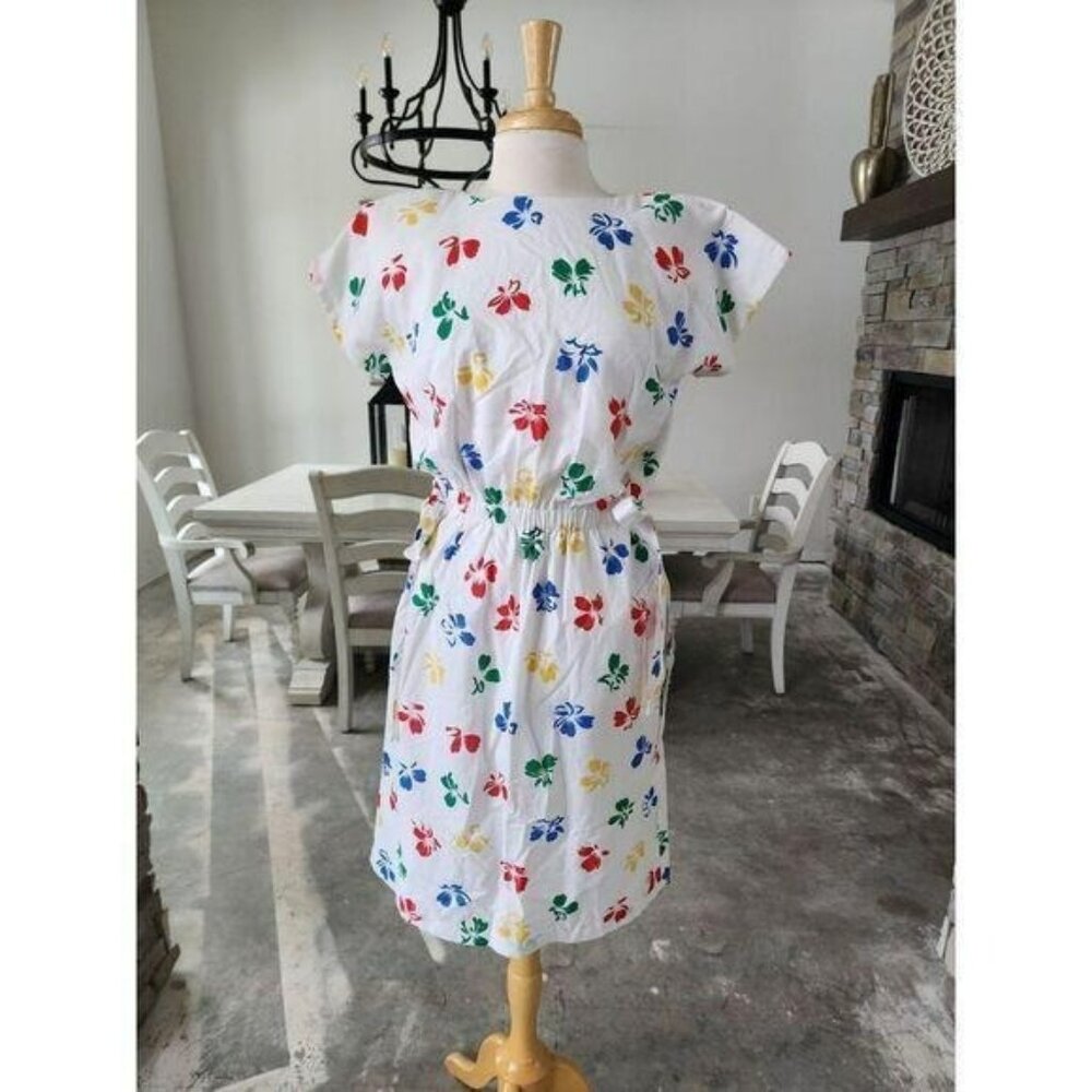 Vintage 90s White Floral Handmade Hawaiian Midi Sundress Size‎ Medium